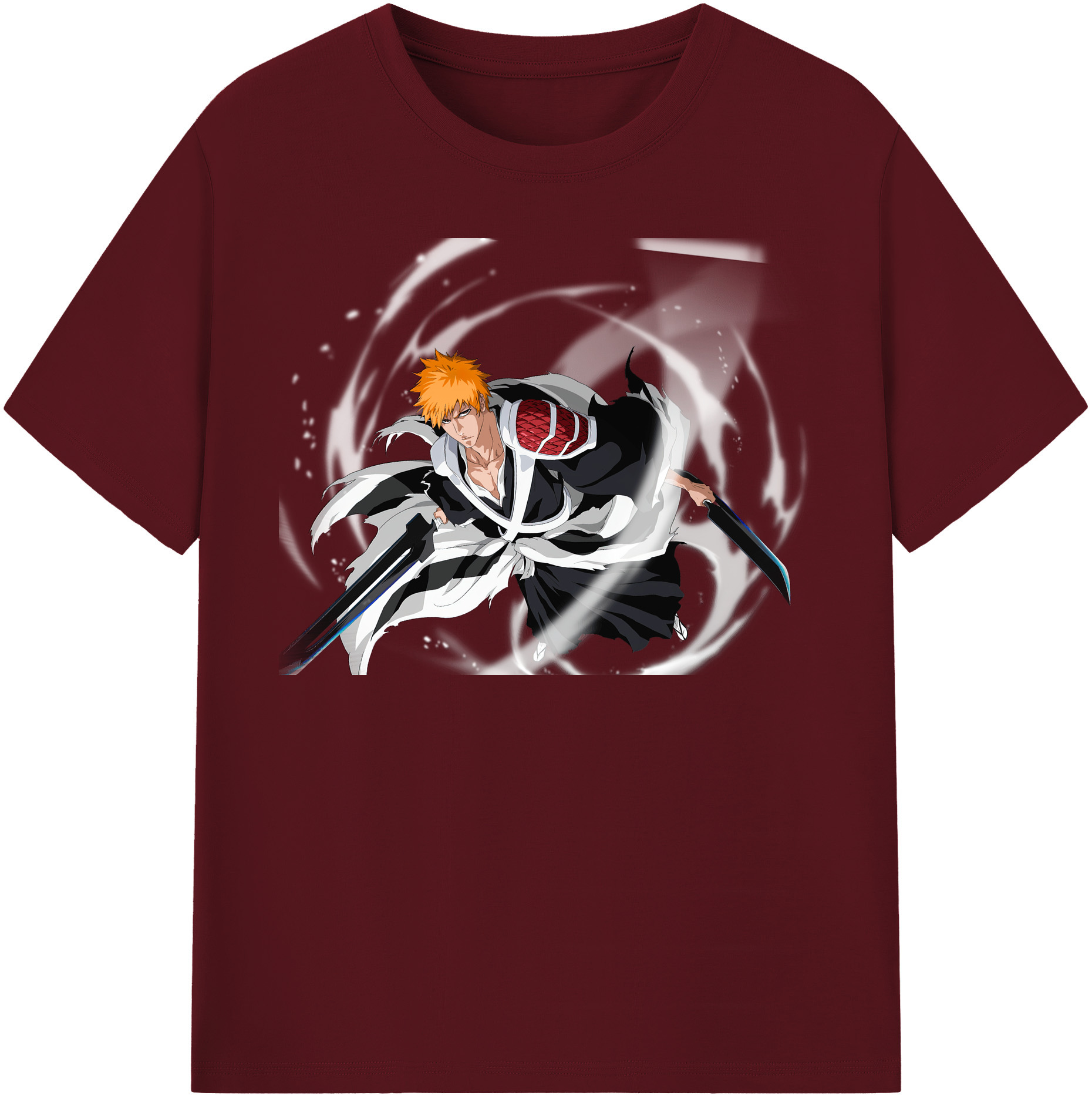 （画像用） ブリーチ 黒崎一護（くろさき いちご）BLEACH Kurosaki Ichigo 綿100％半袖Tシャツ（フロントプリント）